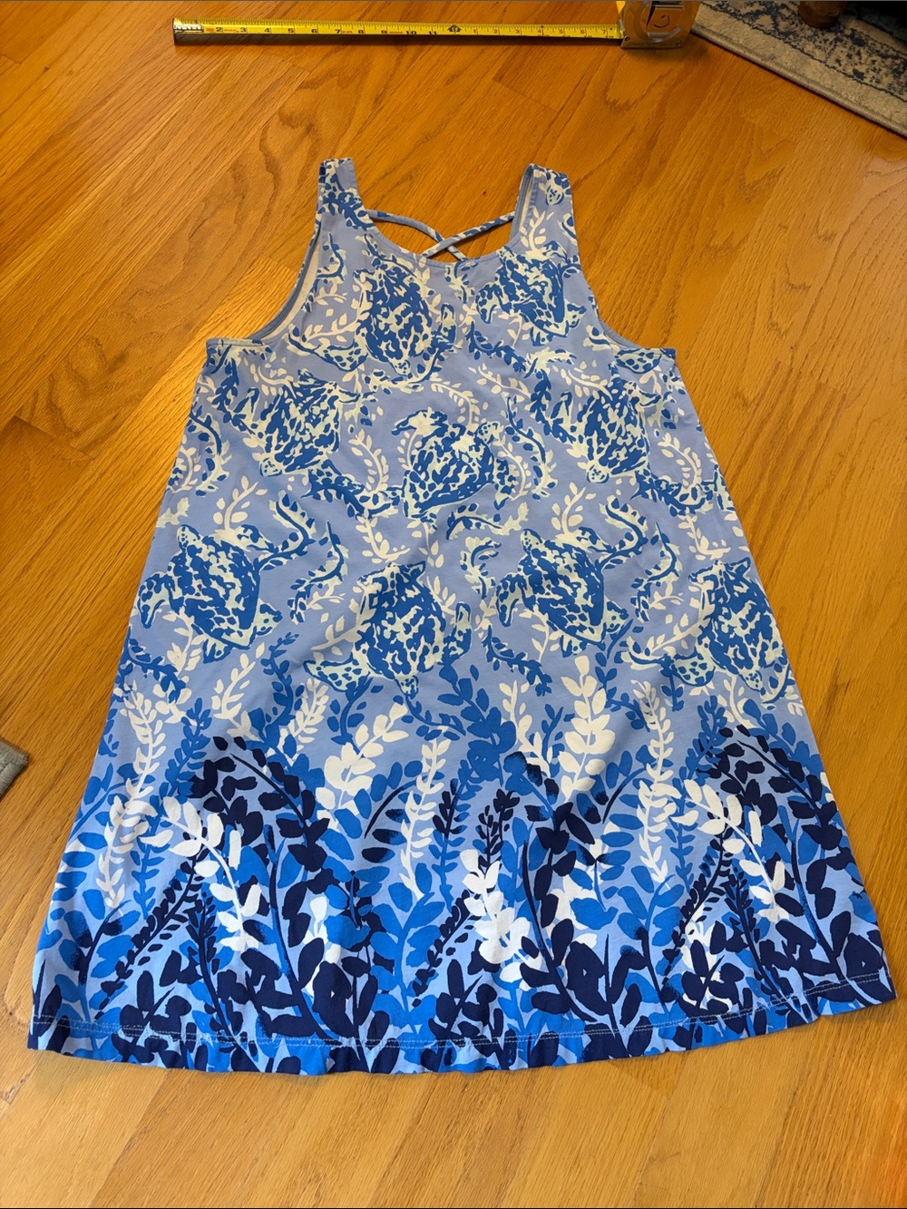 LILLY PULITZER Kristen Swing Dress BLUE PERI "TURTLEY AWESOME" Size Large